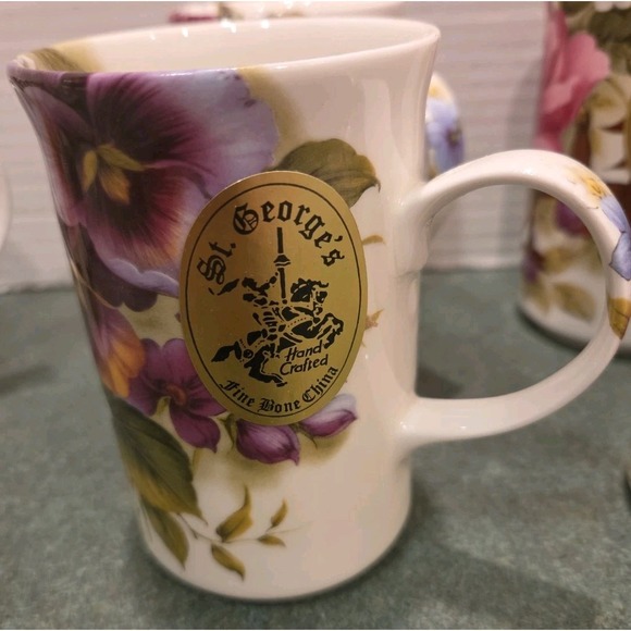 St George Other - St George ENGLAND fine bone china floral coffee tea mugs cups 10 oz Set Of 4
